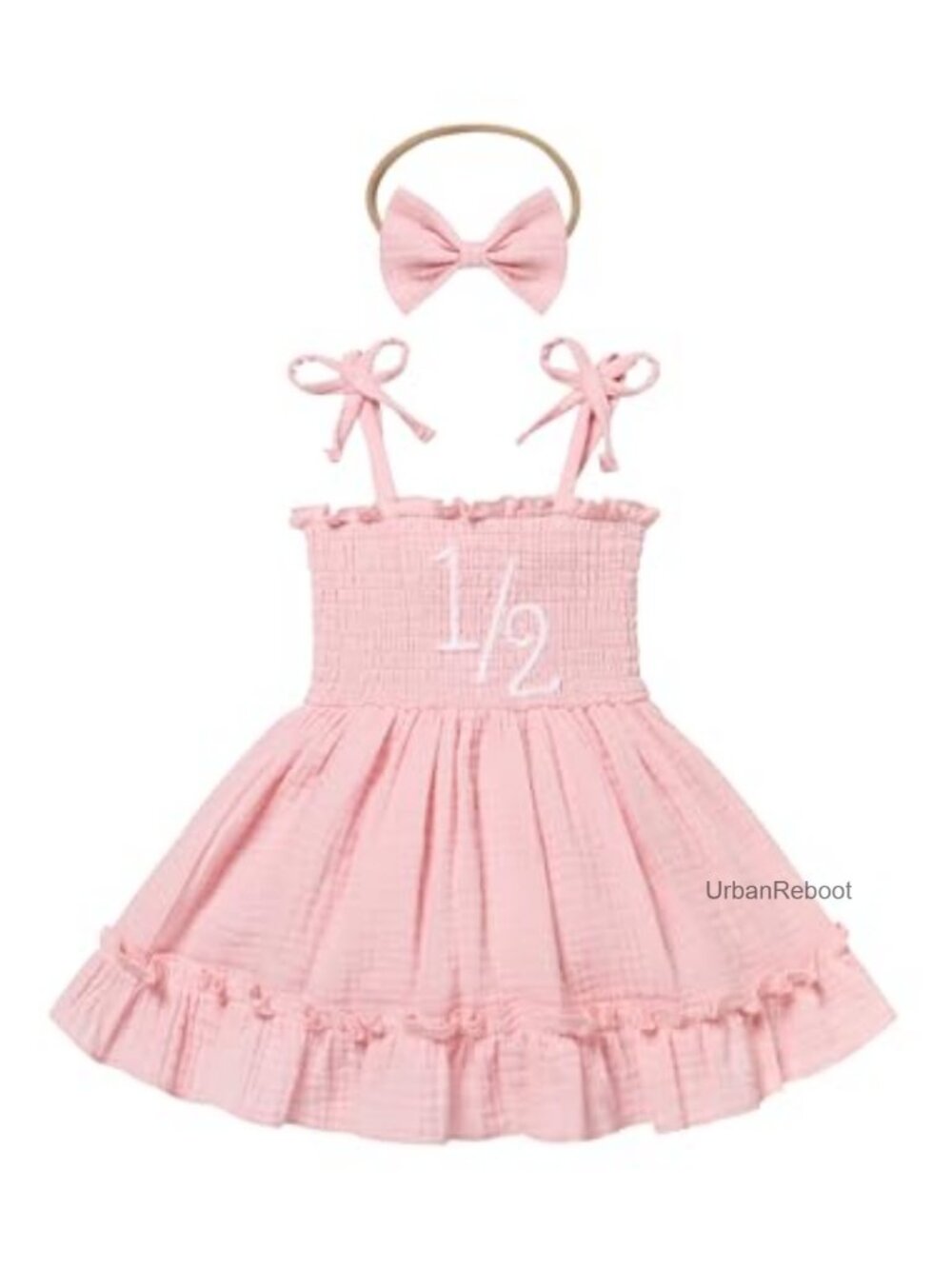 Cotton Strawberry Romper Dress Headband Set for Birthday